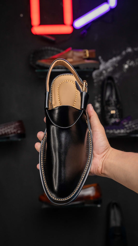 Black Peshawari Jeans Chappal