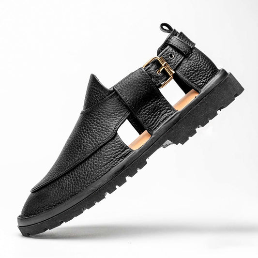 Black Handmade jeans Chappal