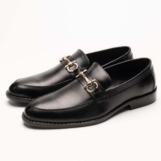 Horse bit leather loafers Black